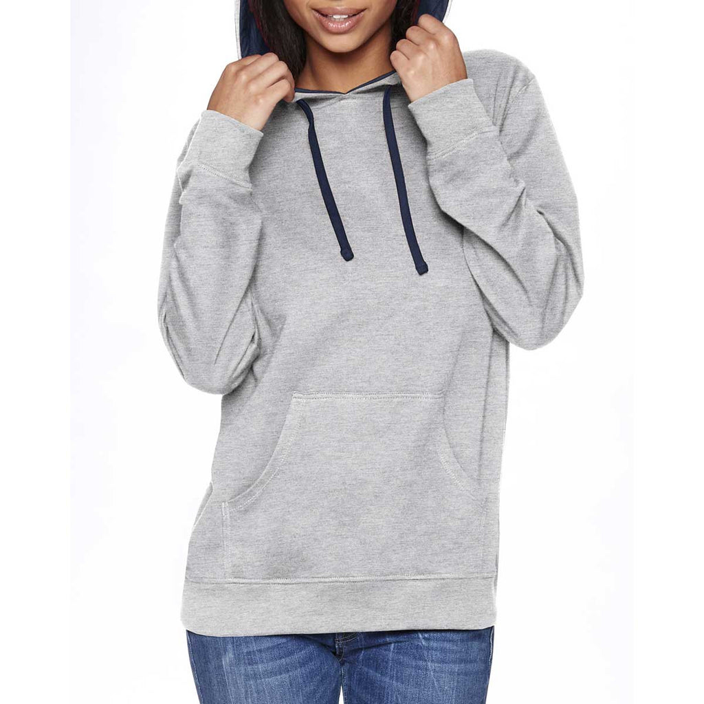 Next Level Unisex Heather Gray/Midnight Navy French Terry Pullover Hoodie