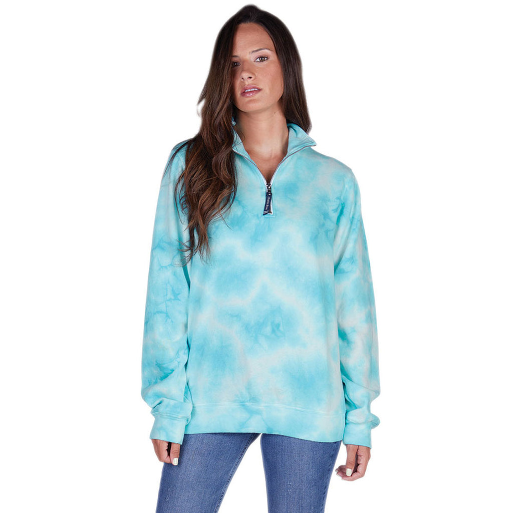 Charles River Unisex Aqua Tie Crosswind Quarter Zip Sweatshirt (Tie-Dye)