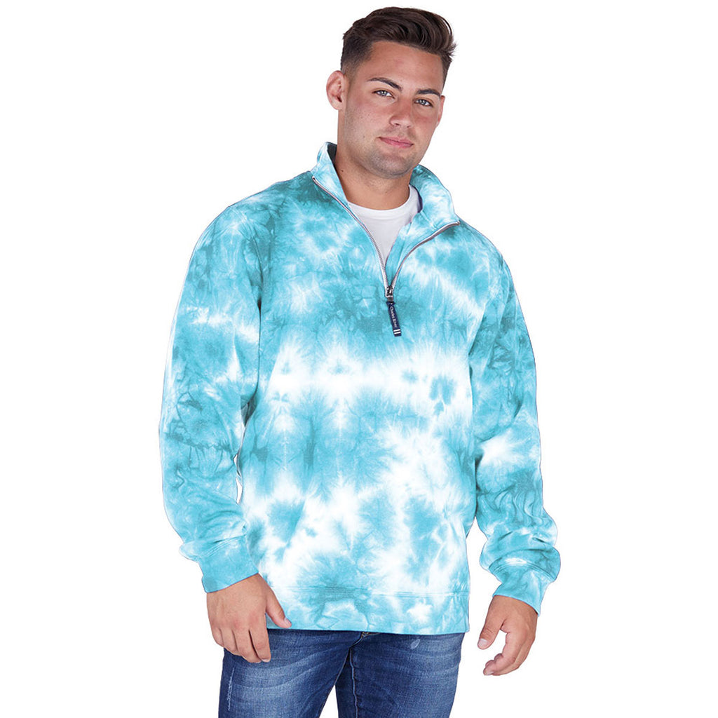 Charles River Unisex Aqua Tie Crosswind Quarter Zip Sweatshirt (Tie-Dye)