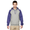 Jerzees Men's Oxford/Deep Purple 8 Oz. Nublend Colorblock Raglan Pullover Hood