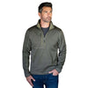 Landway Men's Olive Herrigbone Kodiak 1/4-Zip Sweater-Knit Fleece