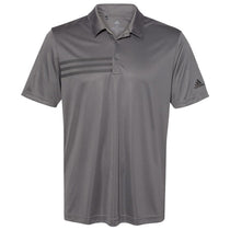 adidas Men's Grey Five/Black 3 Stripe Chest Polo