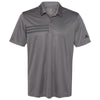 adidas Men's Grey Five/Black 3 Stripe Chest Polo