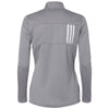 adidas Women's Grey Three/White 3-Stripes Double Knit Full-Zip