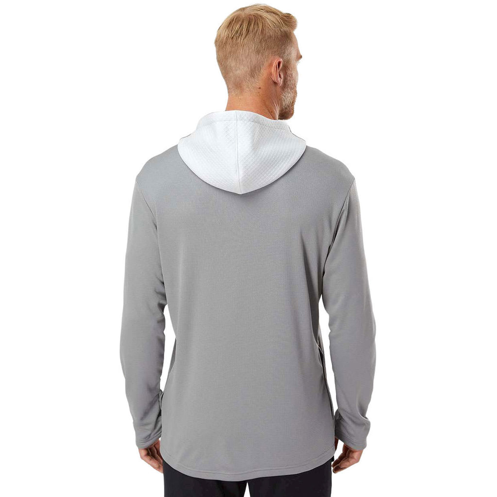 adidas Men's Grey Three Textured Mix Media Hooded Sweatshirt