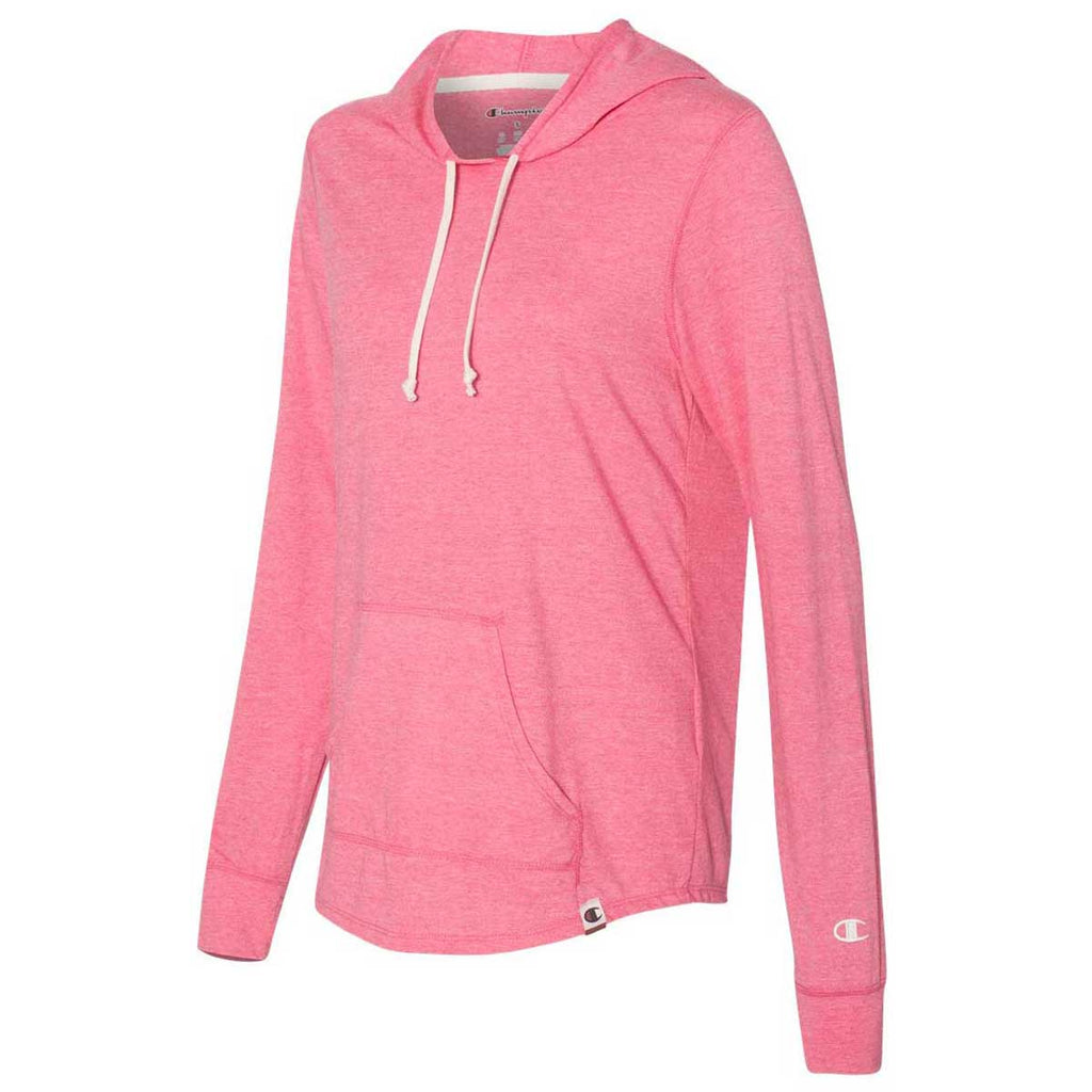 Champion Women's Lotus Pink Heather Originals Triblend Hooded Pullover