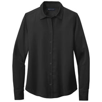 Brooks Brothers Women's Deep Black Full-Button Satin Blouse