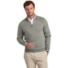 Brooks Brothers Men's Light Shadow Grey Heather Cotton Stretch Quarter Zip Sweater