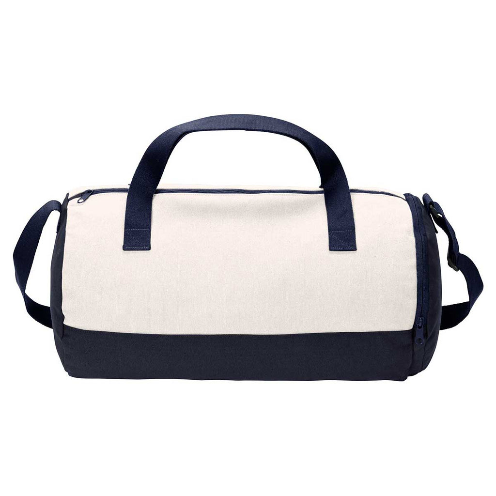 Port Authority True Navy/ Soft White Cotton Barrel Duffel