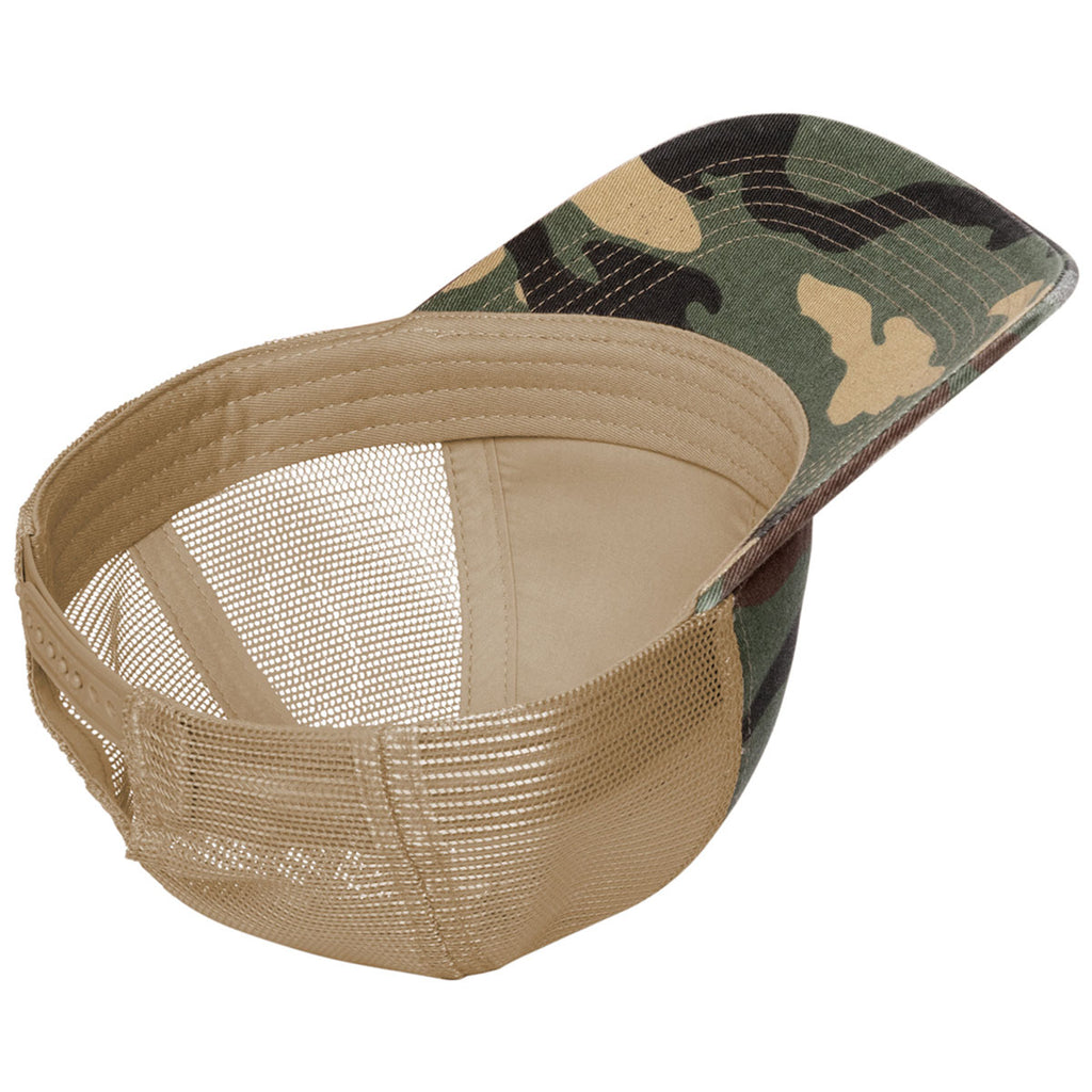 Port Authority Military Camo/ Khaki Distressed Mesh Back Cap