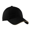 Port Authority Black/Khaki Sandwich Bill Cap with Striped Closure