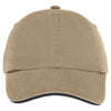 Port Authority Khaki/Charcoal Blue Sandwich Bill Cap with Striped Closure