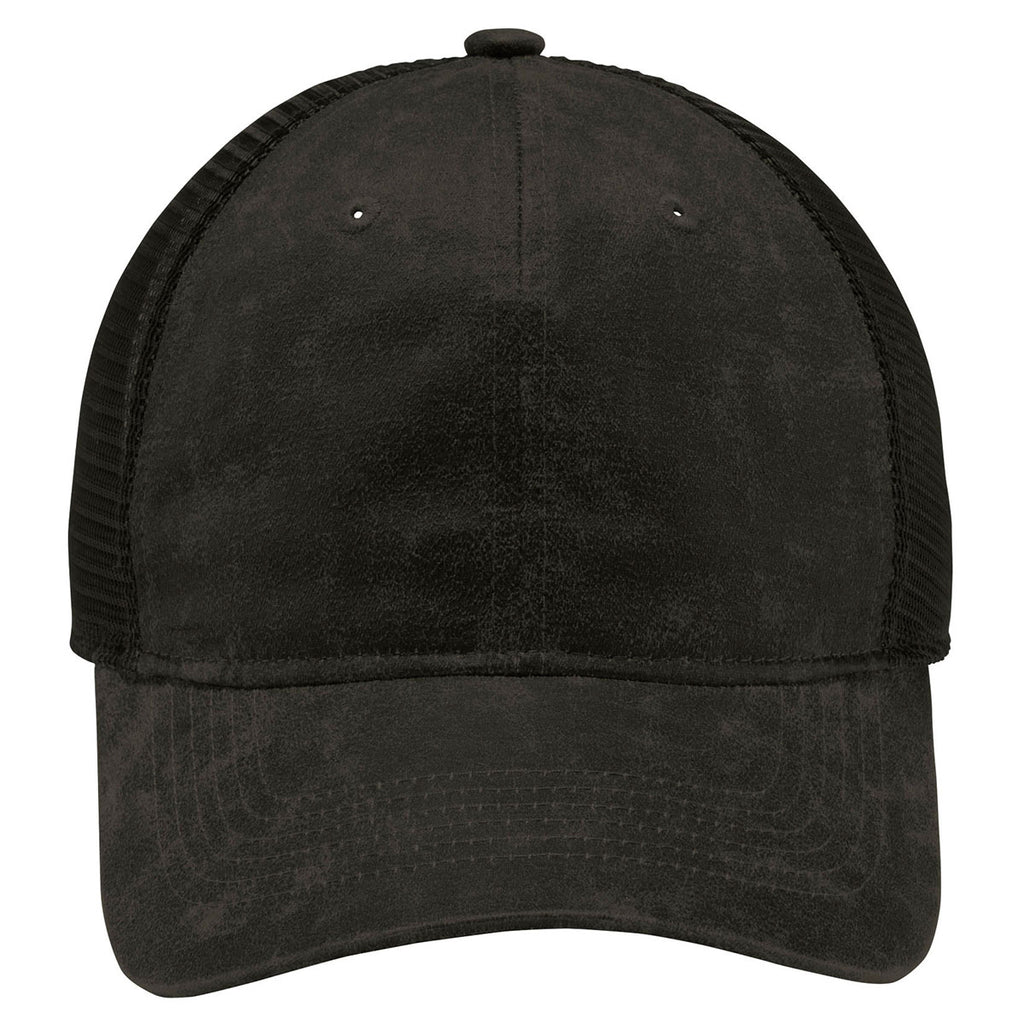 Port Authority Black Pigment Print Mesh Back Cap