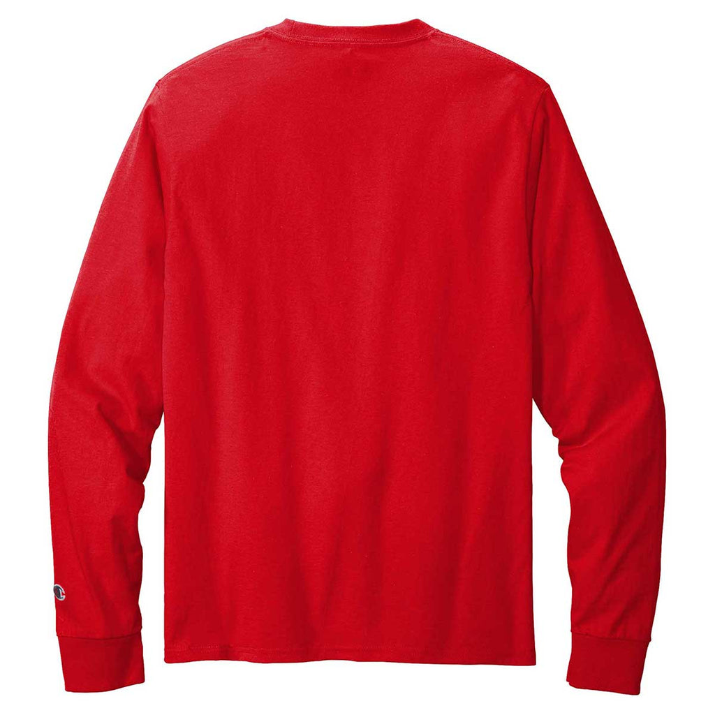 Champion Men's Red Heritage 5.2-oz Jersey Long Sleeve Tee