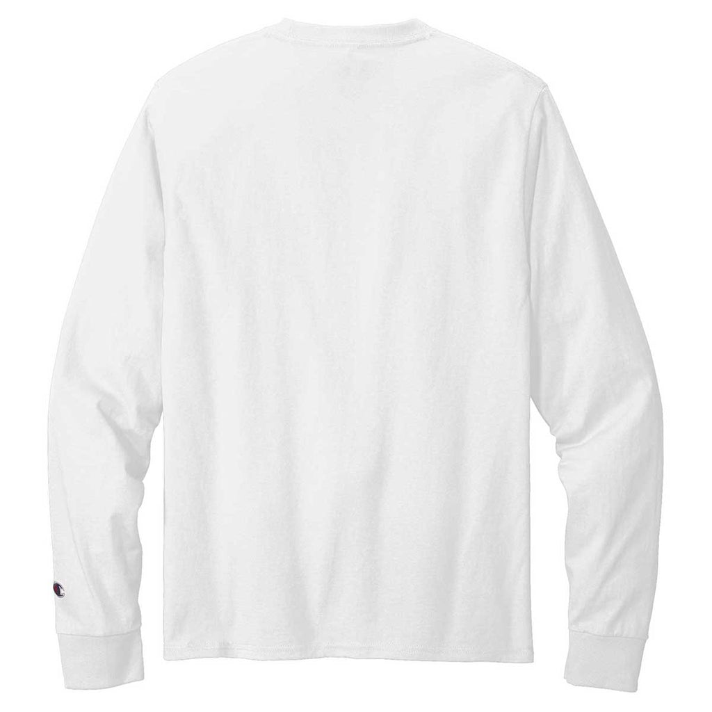 Champion Men's White Heritage 5.2-oz Jersey Long Sleeve Tee