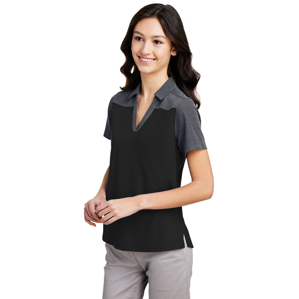 Core 365 Women's Black/Carbon Heather Fusion ChromaSoft Colorblock Polo