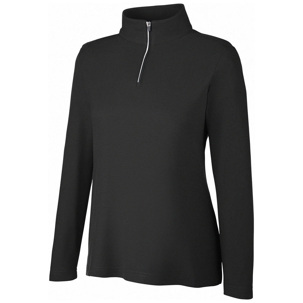 Core 365 Women's Black Fusion ChromaSoft Pique Quarter-Zip