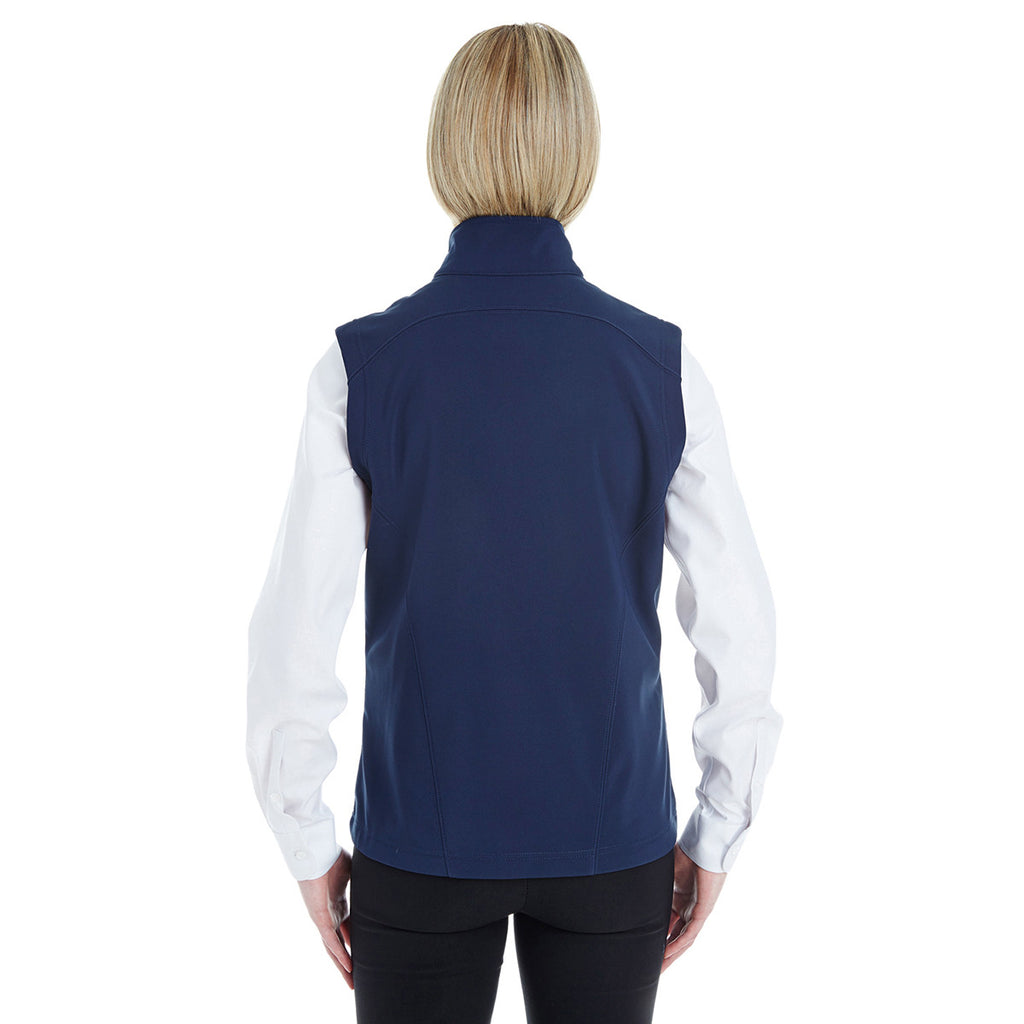 Core 365 Women's Classic Navy Cruise Two-Layer Fleece Bonded Soft Shell Vest