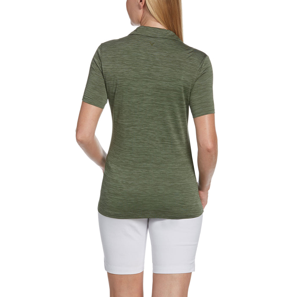 Callaway Women's Hedge Green Broken Stripe Polo