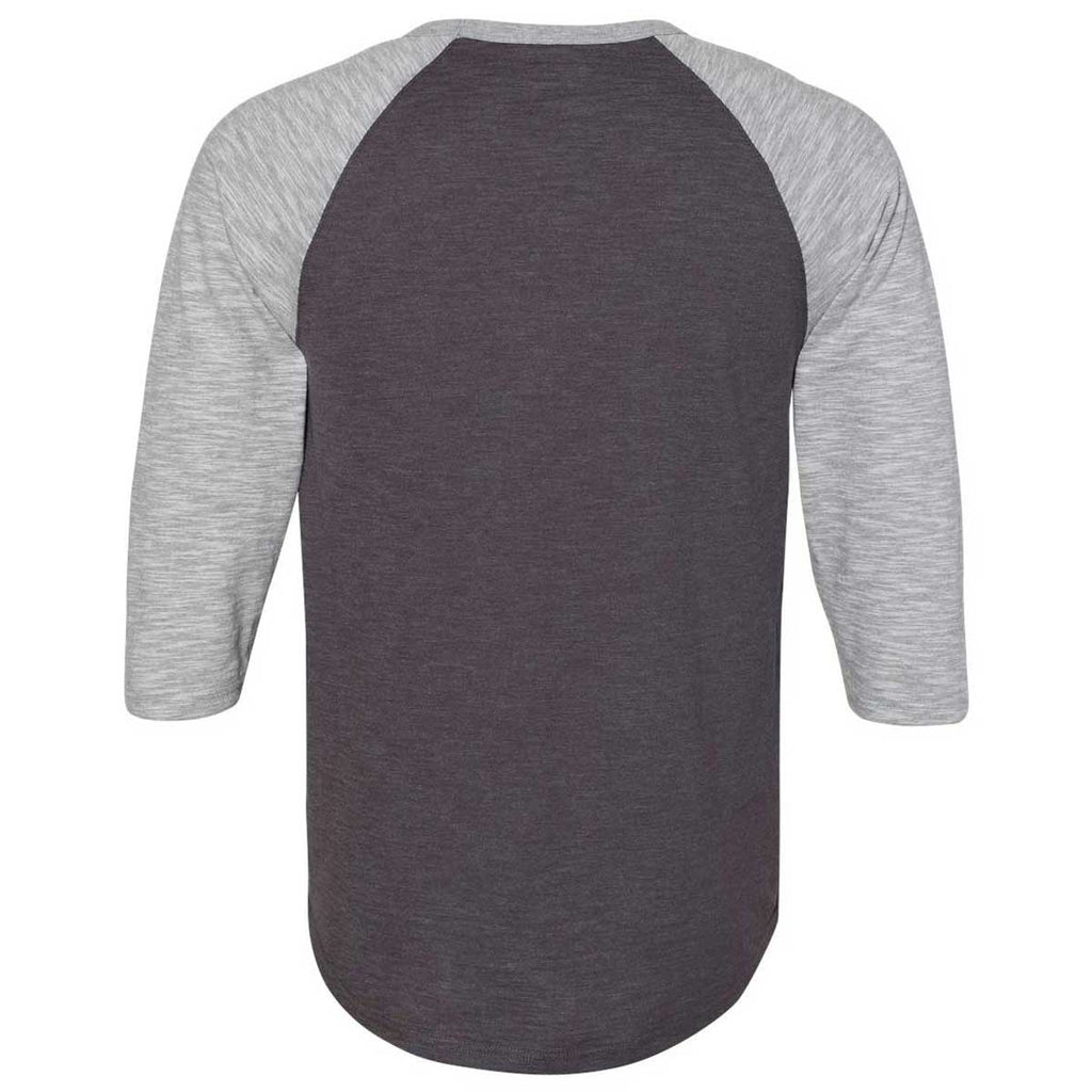 Champion Men's Charcoal Heather/Oxford Grey Premium Fashion Baseball T-Shirt