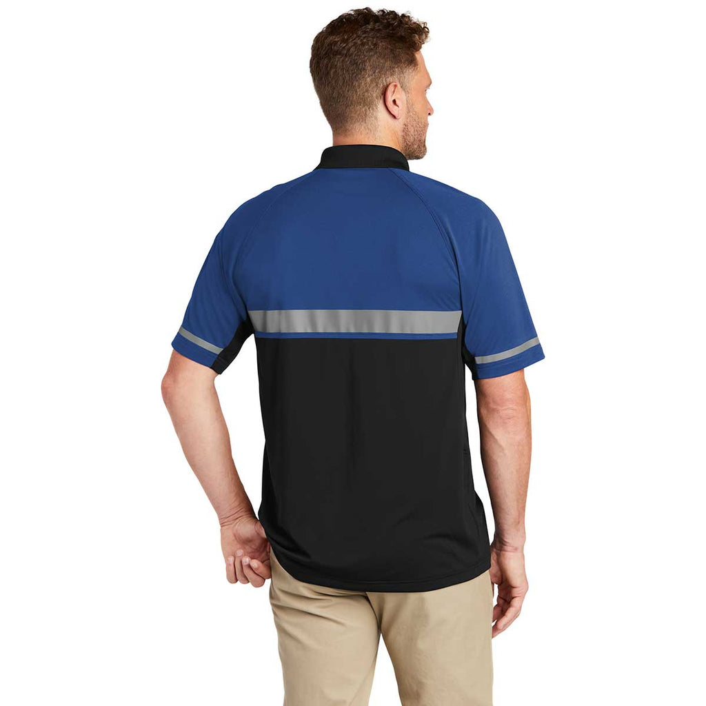 CornerStone Men's Royal/Black Lightweight Snag Proof Enhanced Visibility Polo