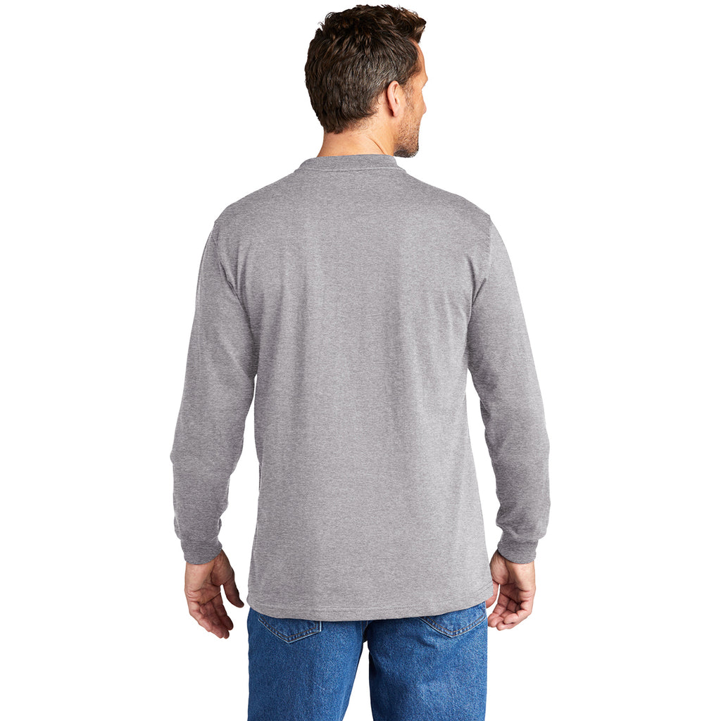 Carhartt Men's Heather Grey Long Sleeve Henley T-Shirt