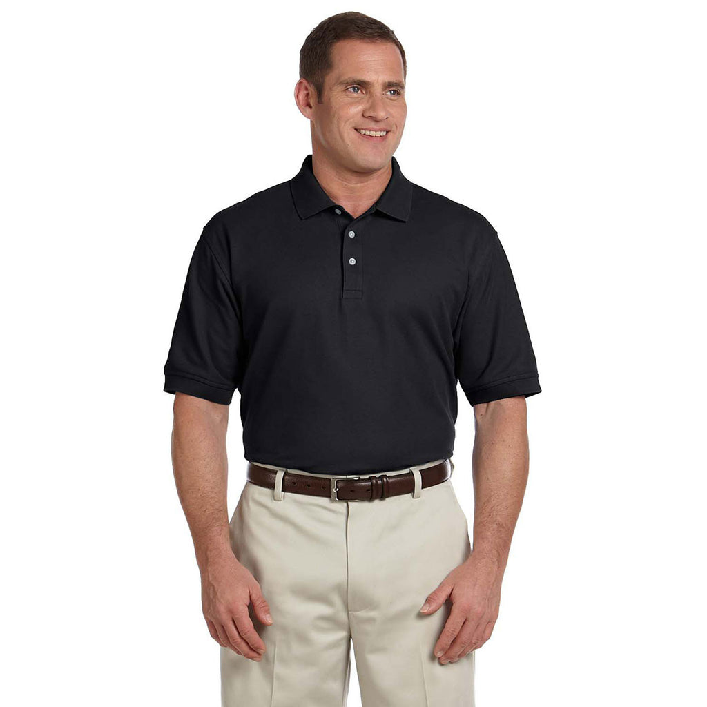 Devon & Jones Men's Black Pima Pique Short-Sleeve Polo