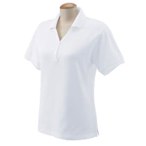 Devon & Jones Women's White Pima Pique Short-Sleeve Y-Collar Polo