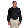 Devon & Jones Men's Black Pima Pique Long-Sleeve Polo