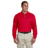 Devon & Jones Men's Red Pima Pique Long-Sleeve Polo