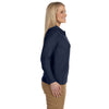 Devon & Jones Women's Navy Pima Pique Long-Sleeve Polo