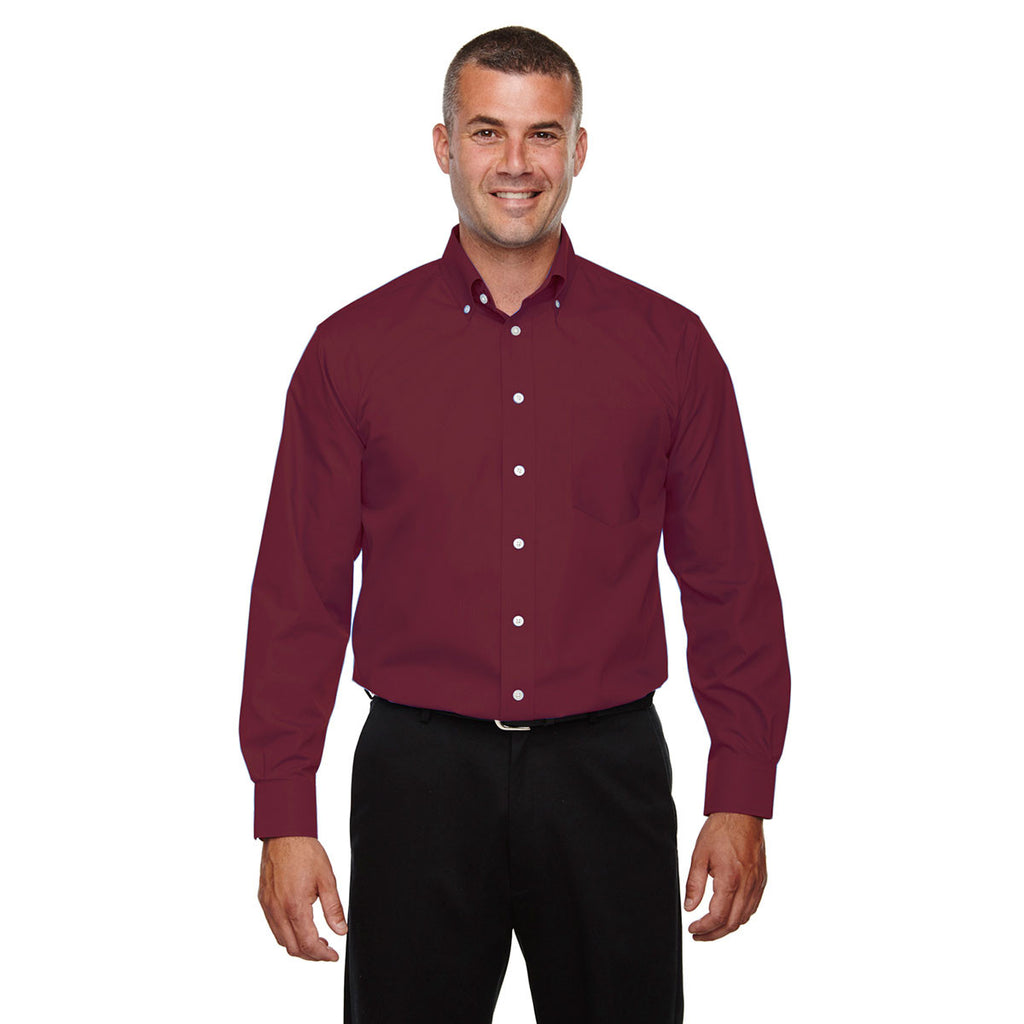 Devon & Jones Men's Burgundy Crown Collection Solid Broadcloth