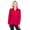 Devon & Jones Women's Red CrownLux Performance Plaited Long Sleeve Polo