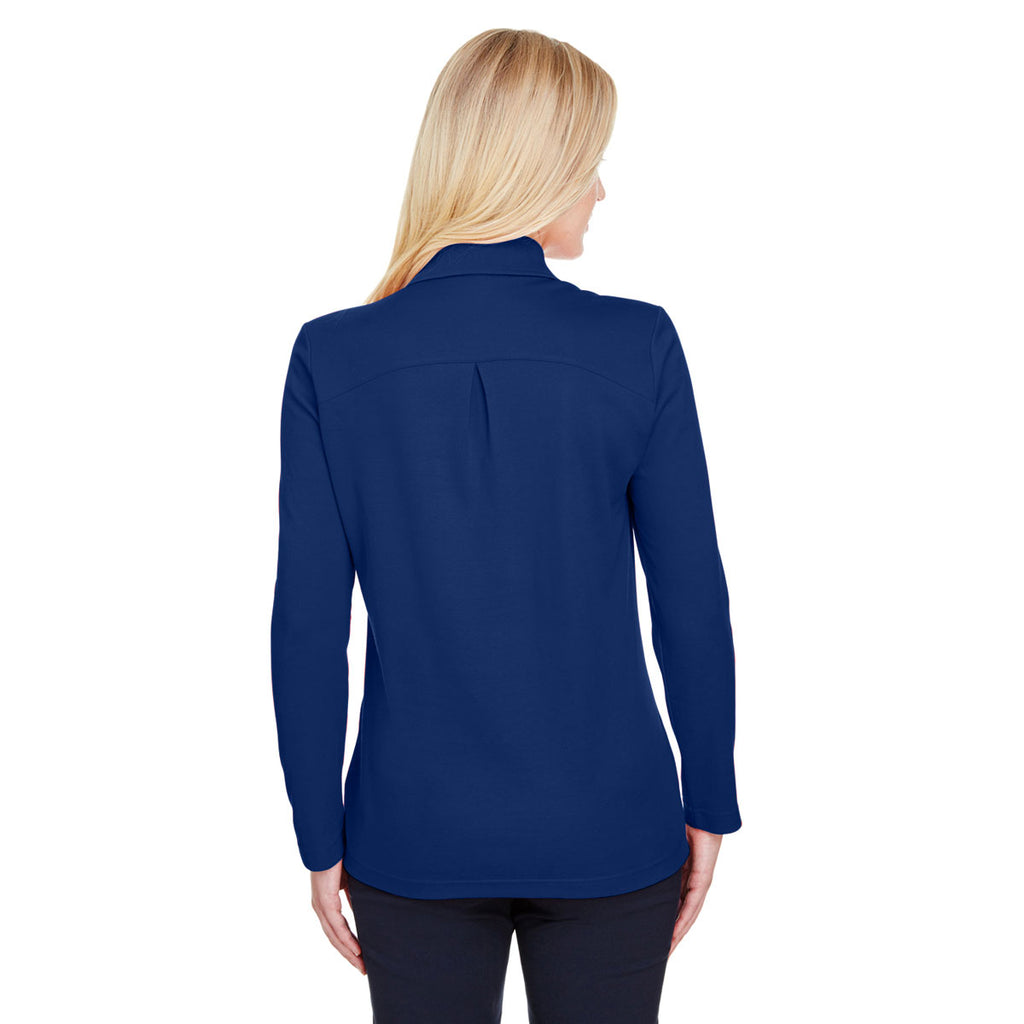 Devon & Jones Women's True Royal CrownLux Performance Plaited Long Sleeve Polo