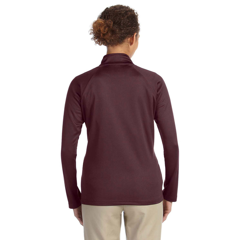 Devon & Jones Women's Burgundy Heather Stretch Tech-Shell Compass Full-Zip