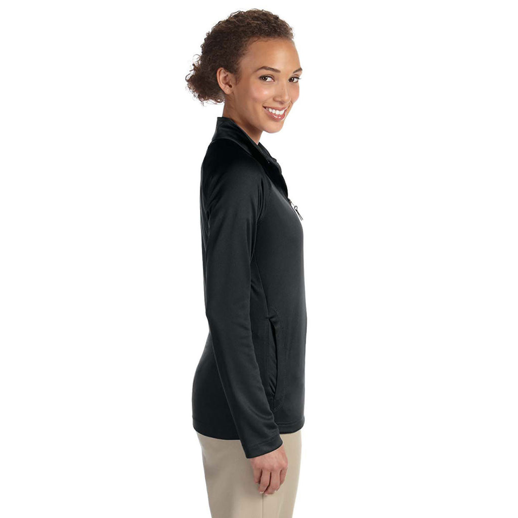 Devon & Jones Women's Black Stretch Tech-Shell Compass Quarter-Zip