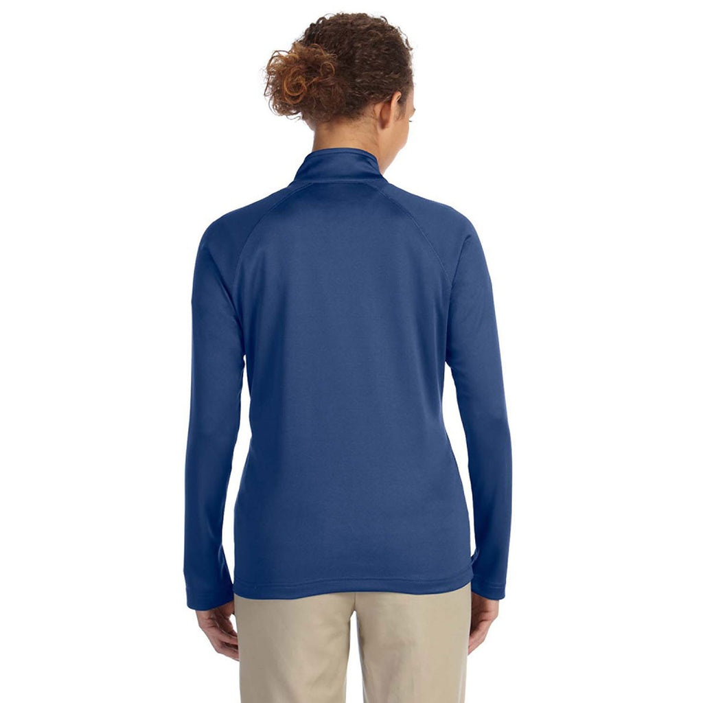 Devon & Jones Women's French Blue Heather Stretch Tech-Shell Compass Quarter-Zip