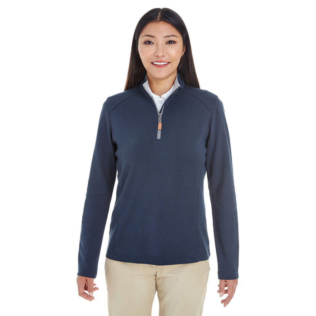 Devon & Jones Women's Navy/Grey Heather/Graphite Drytec 20 Performance Quarter-zip