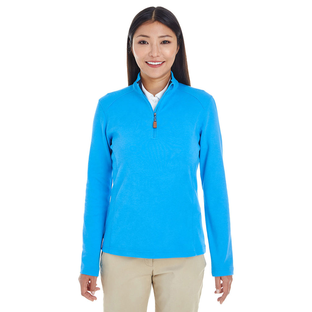 Devon & Jones Women's Ocean Blue/Navy/Ocean Blue Drytec 20 Performance Quarter-zip