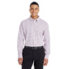 Devon & Jones Men's Burgundy/White CrownLux Performance Micro Windowpane Shirt