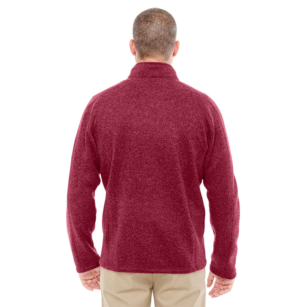 Devon & Jones Men's Red Heather Bristol Full-Zip Sweater Fleece Jacket