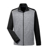 Devon & Jones Men's Black Heather/Dark Grey Heather Newbury Colorblock Melange Fleece Full-zip