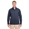 Devon & Jones Men's Navy/Navy Heather Newbury Colorblock Melange Fleece Full-zip