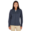 Devon & Jones Women's Navy/Navy Heather Newbury Colorblock Melange Fleece Full-zip