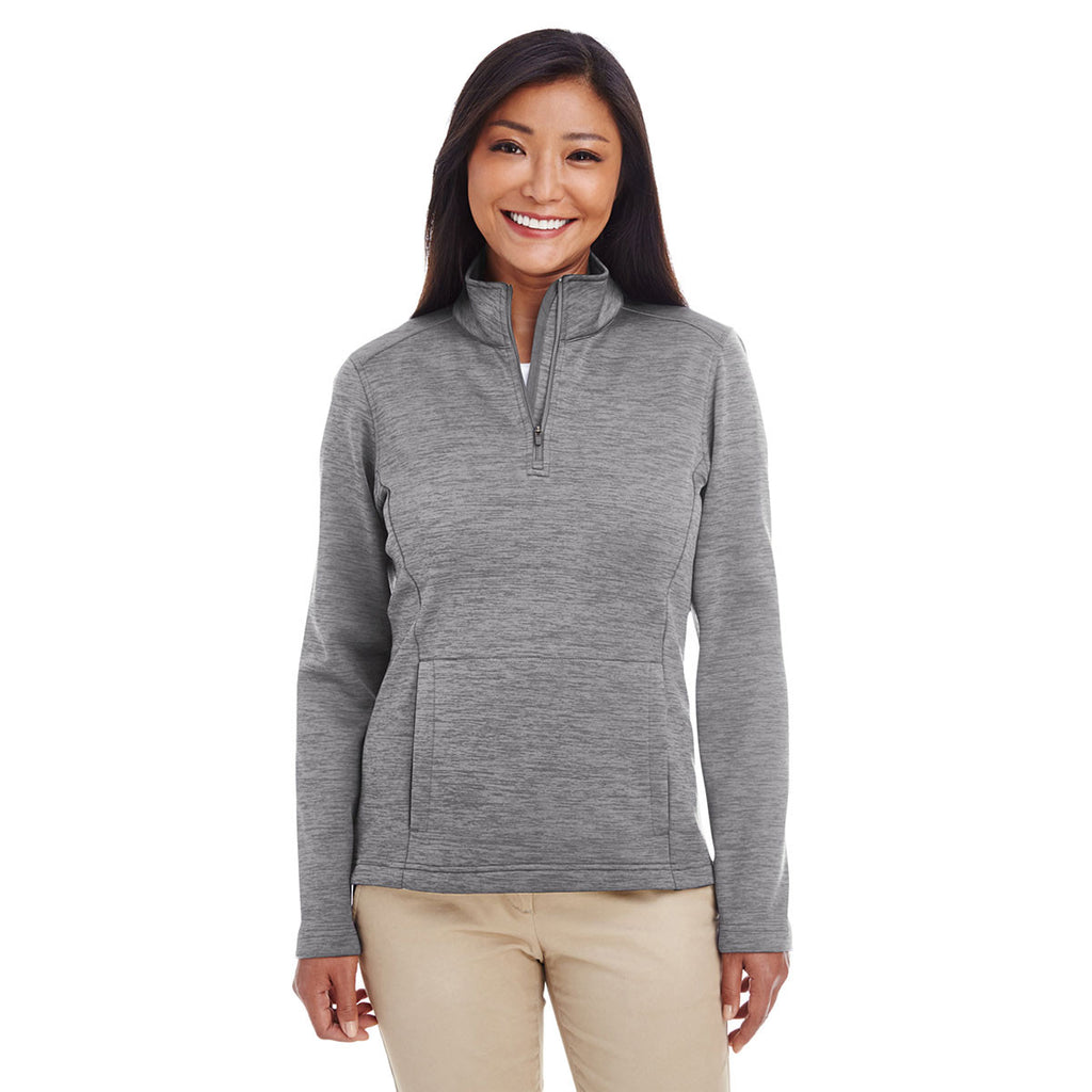 Devon & Jones Women's Dark Grey Heather Newbury Melange Fleece Quarter-zip