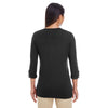 Devon & Jones Women's Black Perfect Fit Y-Placket Convertible Sleeve Knit Top