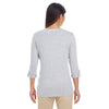 Devon & Jones Women's Grey Heather Perfect Fit Y-Placket Convertible Sleeve Knit Top