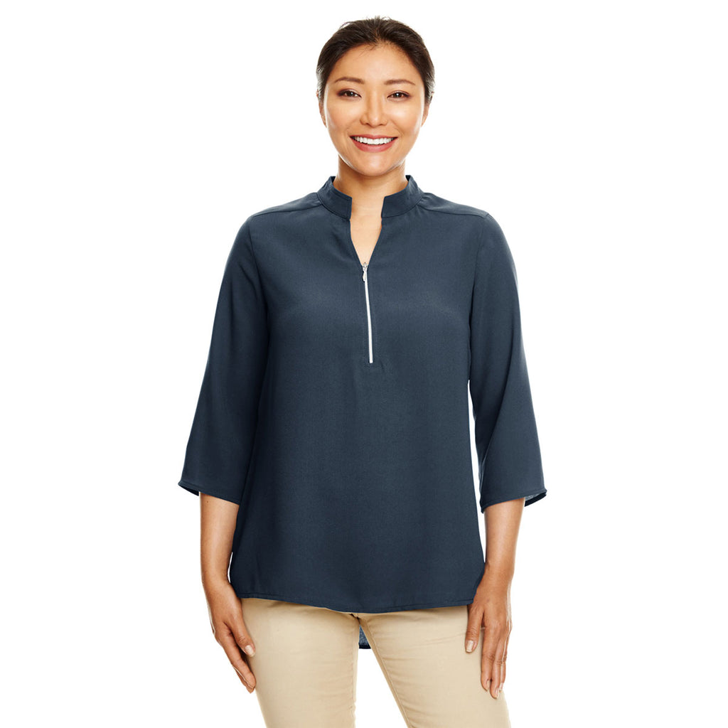 Devon & Jones Women's Navy Perfect Fit Three-Quarter Sleeve Crepe Tunic