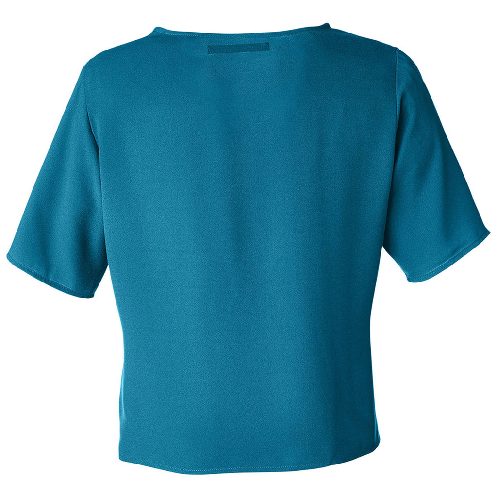 Devon & Jones Women's Dark Teal Perfect Fit Tie-Front Blouse