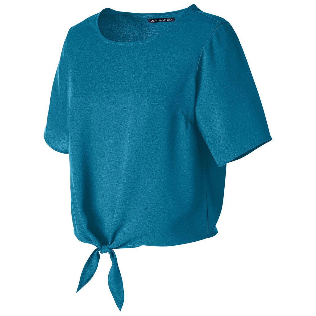 Devon & Jones Women's Dark Teal Perfect Fit Tie-Front Blouse